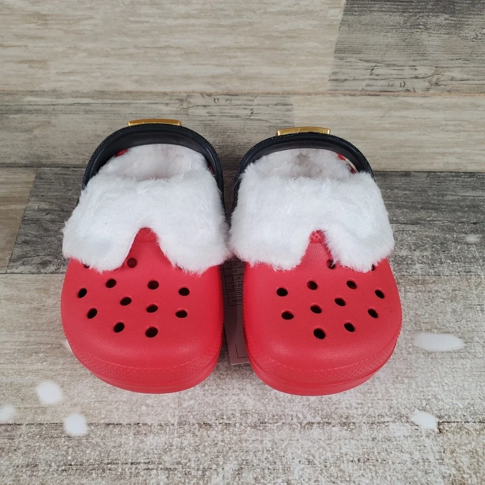 Crocs Slip On Santa Clogs Sz C6 6 Children Sandals Christmas Slip On Lined